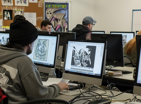 Graphic Designing Course in Rehan Best graphic designing course in Rehan – students learning design