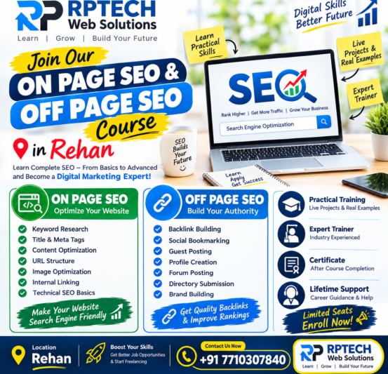 On Page SEO & Off Page SEO Course in Rehan On Page SEO and Off Page SEO course in Rehan by RPTECH Web Solutions