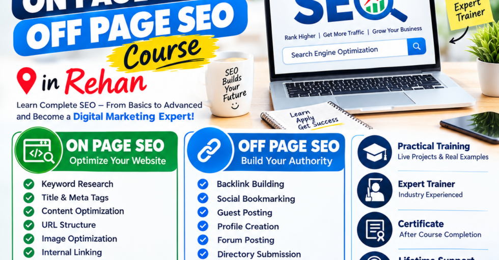 On Page SEO & Off Page SEO Course in Rehan On Page SEO and Off Page SEO course in Rehan by RPTECH Web Solutions